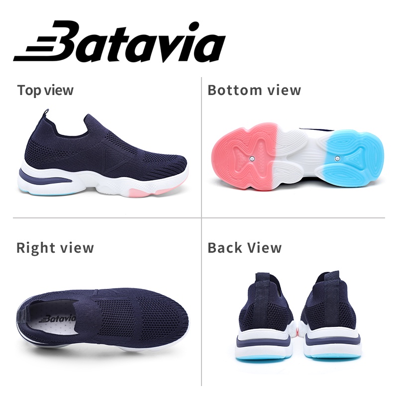 Batavia Sepatu olahraga pelangi impor premium perempuan terbaru rajut adem antislip antiaus sepatu kanvas lari anak perempuan A111