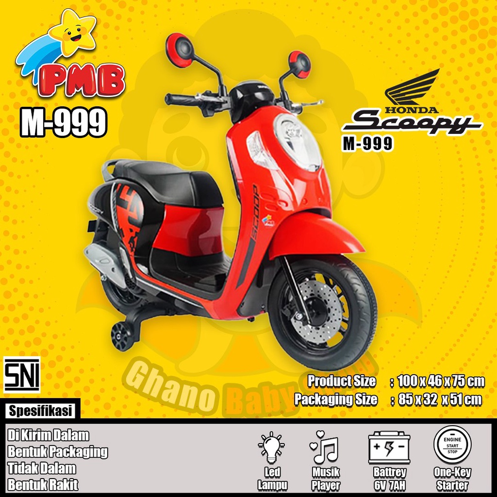 Mainan Anak Motor Aki anak Honda Scoopy  Pmb m999/Motor Aki Anak Pijak Gas Manual Honda Scoopy