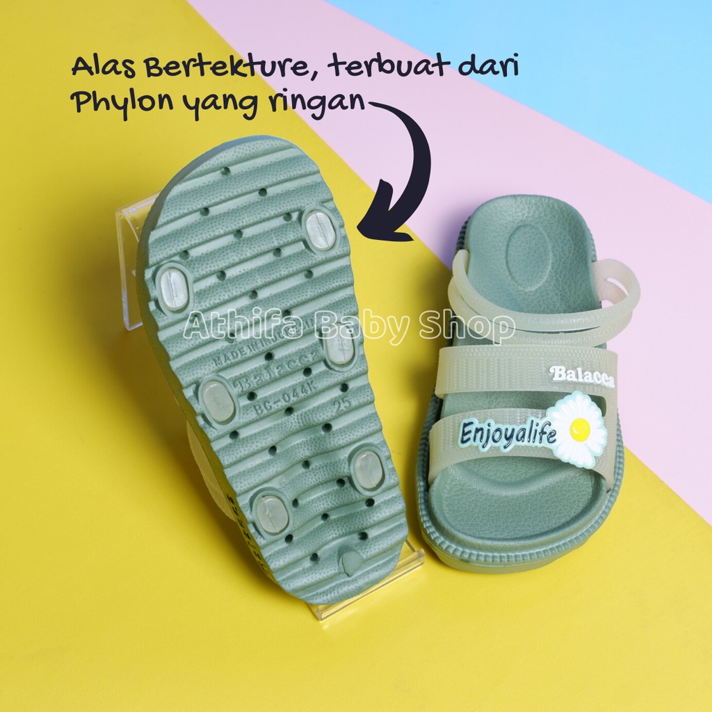 Sandal Anak Perempuan Bayi Balita Usia Bulan 1 2 3 4 5 Tahun Size 25 26 27 28 29 30 Sendal Slop Selop Karet Cewek Sandal Phylon Ringan -Ballaca 044k-