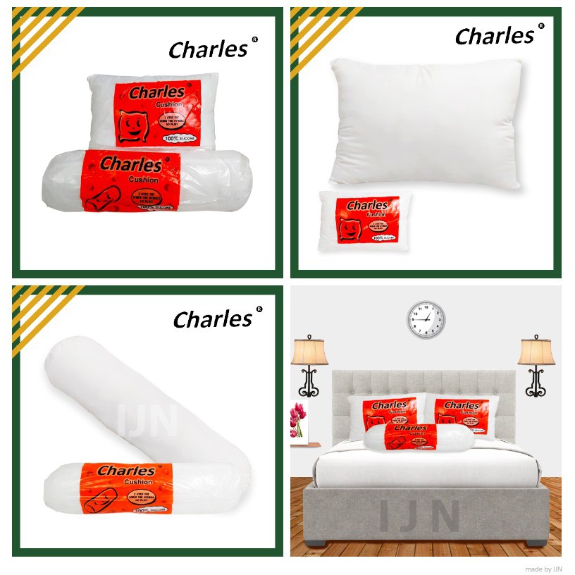 Bantal Kepala Guling Tidur Charles Silikon Putih Vakum Empuk Grosir Murah