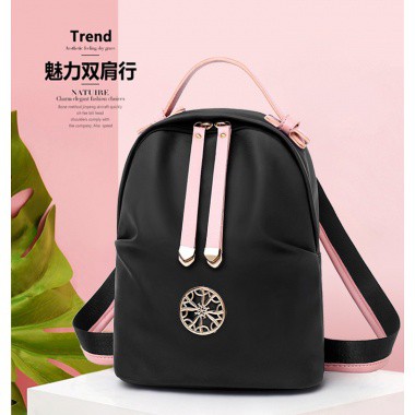 BQ 2054 RISCE TAS RANSEL NYLON IMPORT BLACK WANITA CEWEK PEREMPUAN JAKARTA BATAM