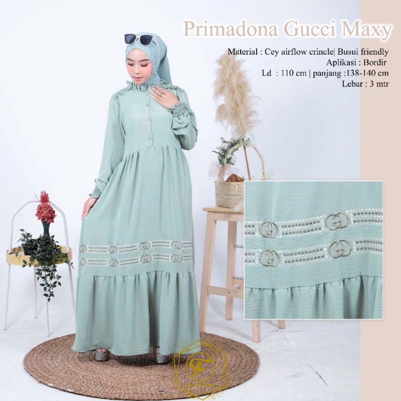 Gamis Syari Dress Primadona Gucci Maxy Green Original Feriska | Kartasasmita