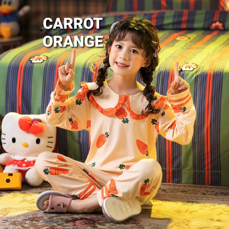 PIYAMA ANAK PEREMPUAN KOREA IMPOR / BAJU TIDUR ANAK CEWEK / SETELAN BAJU DAILY SANTAI NYAMAN IMPORT