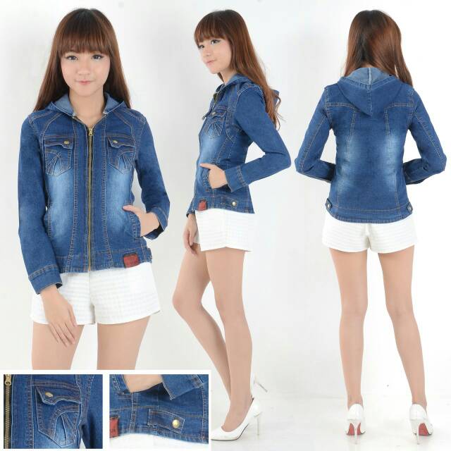 MC girl - Jaket Jeans Premium Resleting Topi Wanita / Jaket Hoodie / Jaket Jeans Sleting Korea / Jaket Kupluk Fashion