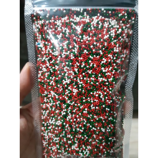 

sprinkle spikel sprinkles trimit sugar pearl christmas natal xmas 3 warna hiasan kue/sprinkle trimit sugar peal mix warna