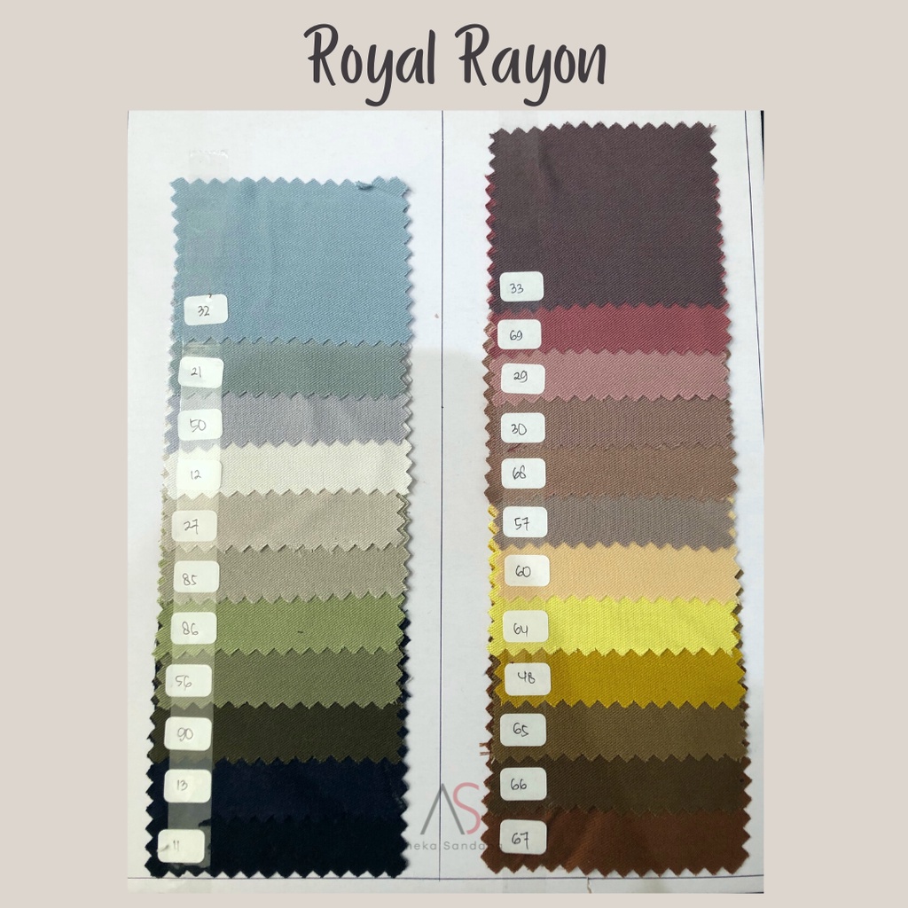Katalog Warna kain Rayon twill Royal Rayon Aneka Sandang Textile