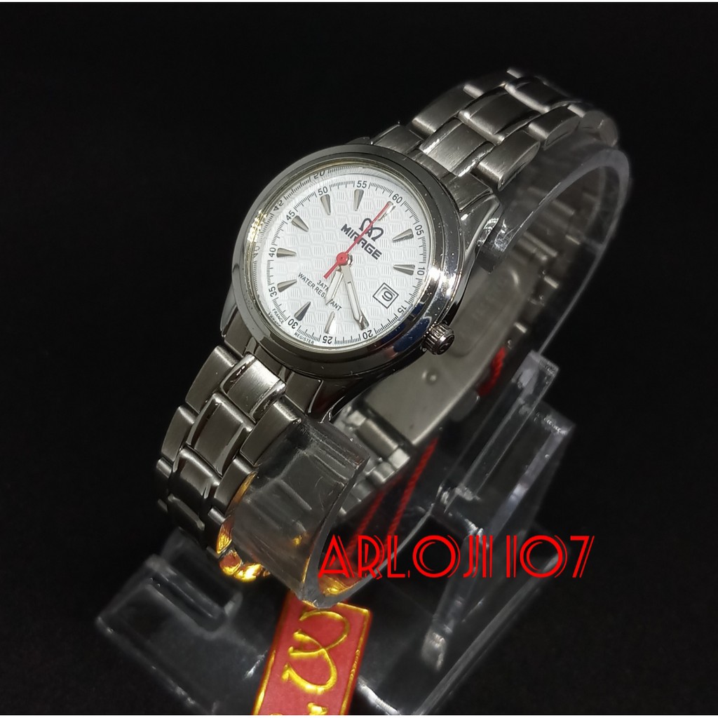 JAM TANGAN MIRAGE WANITA MA 8520 BRP-L SILVER WHITE ORIGINAL