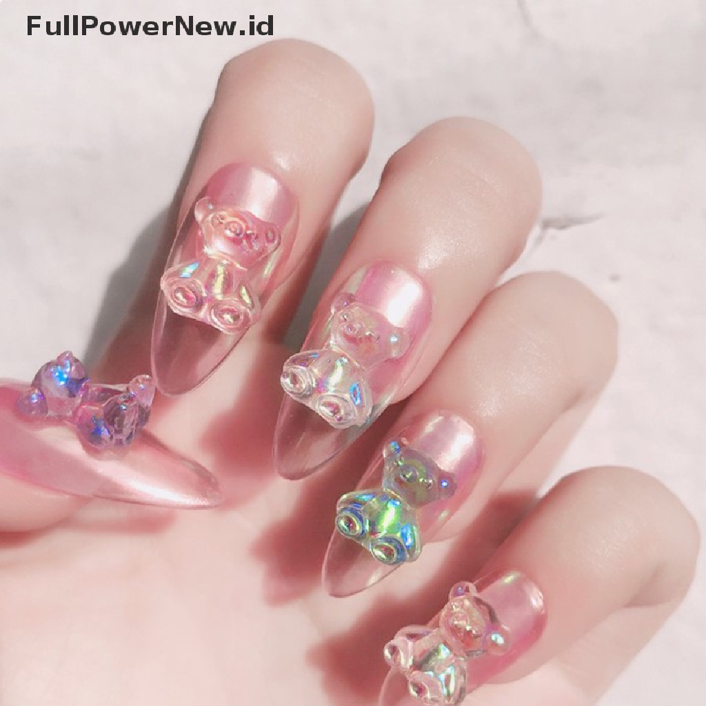 6pcs Dekorasi Nail Art 3d Bentuk Beruang 3 Ukuran