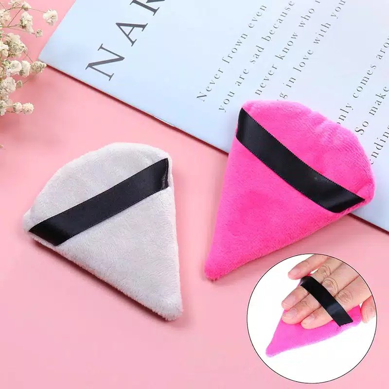 rcsbeauty - Spon bedak tabur segitiga pink abu powder puff triangle