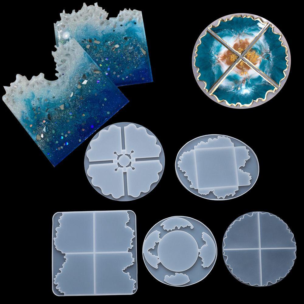 Solighter Resin Coaster Cetakan Baru Geode Coaster Mold Epoxy Tatakan Gelas Tidak Teratur