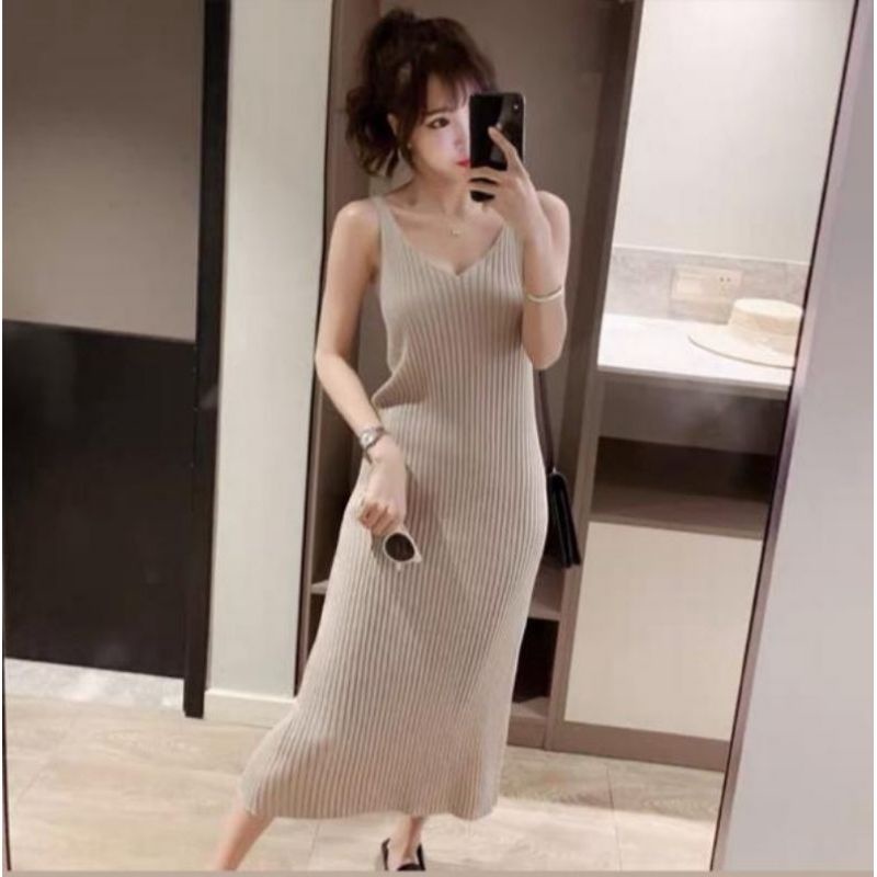 dress knit korean import / mini dress knit tebal korea bangkok impor maxi dres kaos korean import