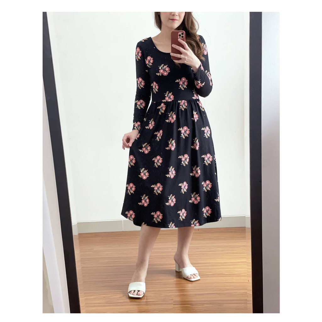 old ny long sleeve midi flower dres