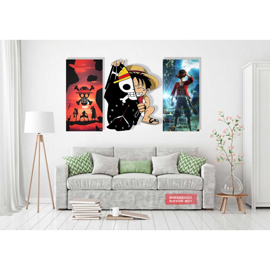 JAM DINDING UNIK KARAKTER ONE PIECE LUFFY BESAR UKURAN JUMBO KEREN MINIMALIS ARTISTIK DEKORASI DINDING KAMAR TIDUR HIASAN DINDING 1 SET MURAH AKSESORIS PERNAK PERNIK RUANGAN AESTHETIC KOLEKSI SERBA ONE PIECE PROMO POSTER DINDING WALL DECOR MODERN CUSTOM
