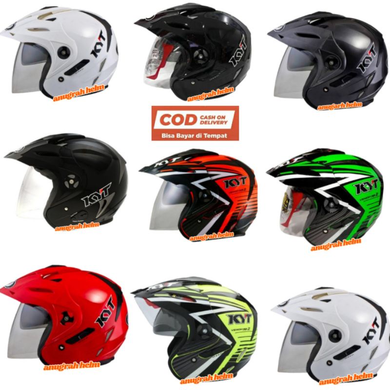 HELM KYT VENOM RR 2 POLOS/ MOTIF TERBARU  HELM HALL FACE DOUBLE VISOR