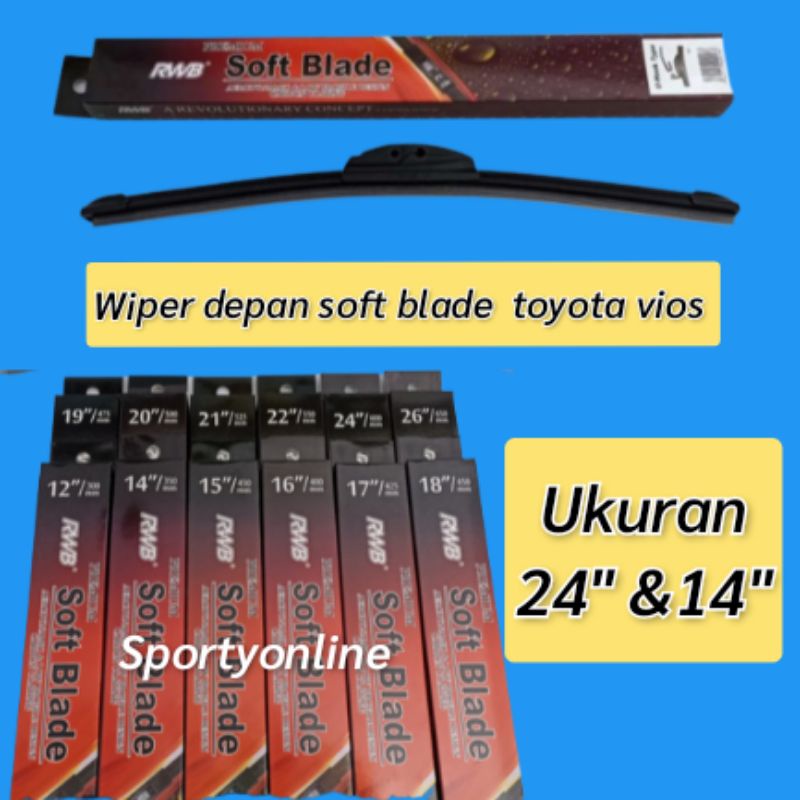 Wiper soft blade depan Toyota Vios 24 dan 14