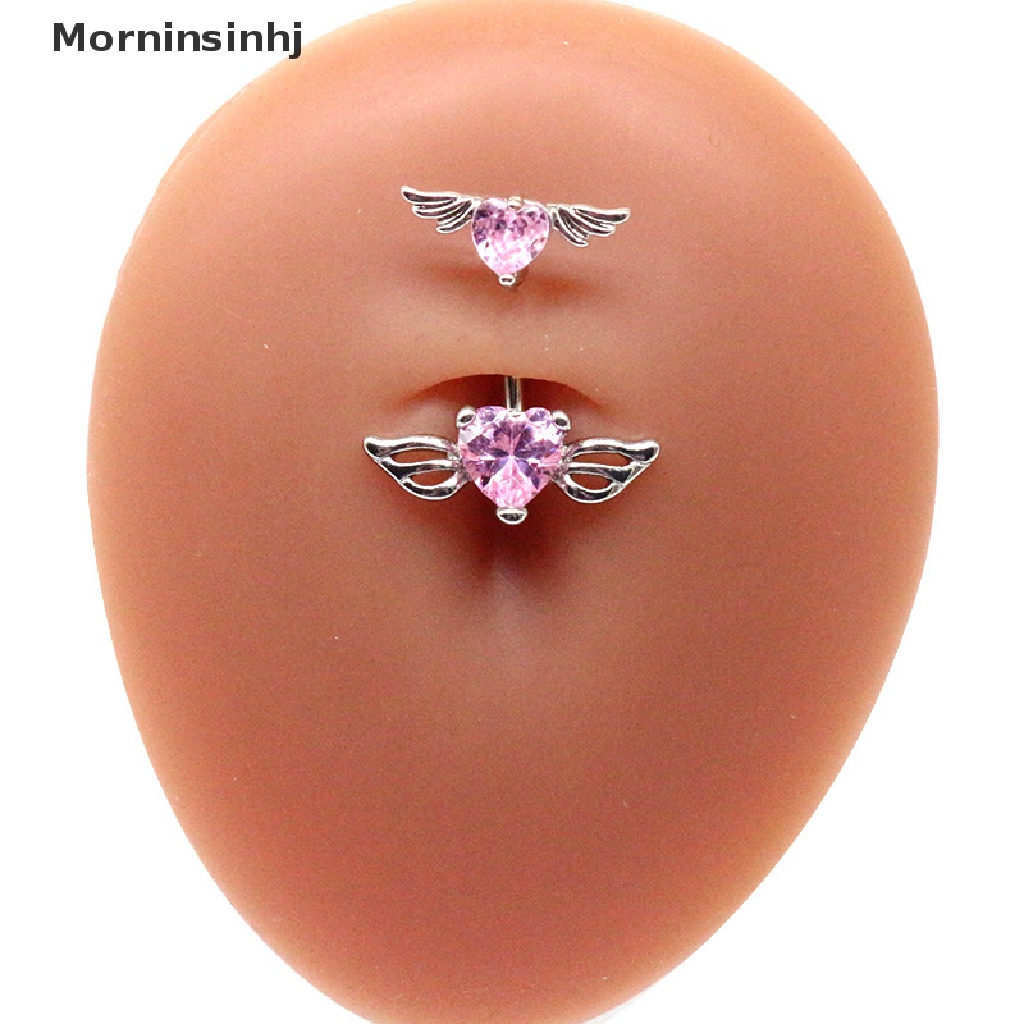 Mornin Cincin Pusar Untuk Wanita Perhiasan Tindik Pusar Malaikat Kuku Berbentuk Hati Cincin Pusar Stainless Steel Navel Ring Piercing Belly Bar Body Jewelry id