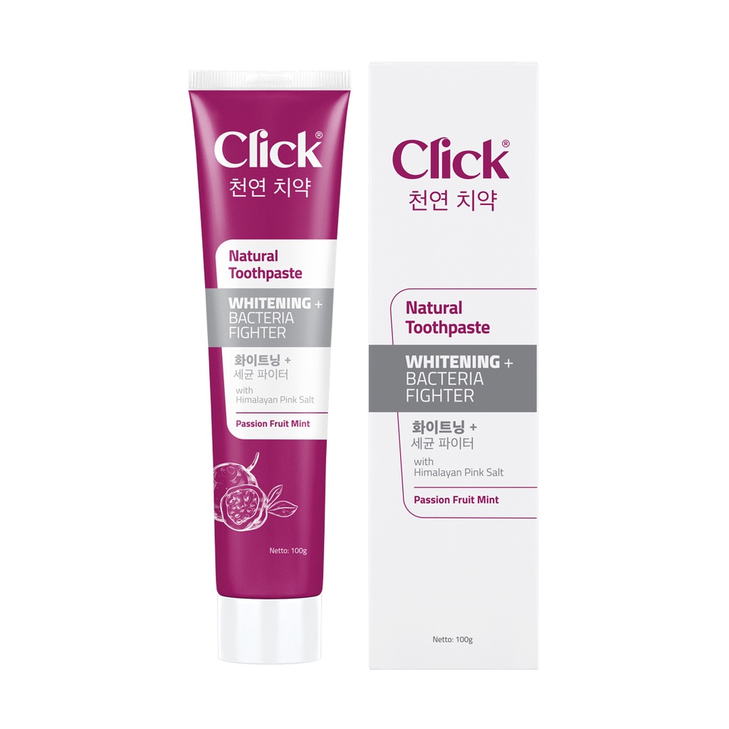 CLICK NATURAL TOOTHPASTE WHITENING + BACTERIA FIGHTER (PASSION FRUIT MINT) 100GR