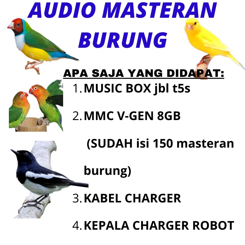 PAKET MASTERAN BURUNG LENGKAP MEMORI VGEN 150 ISIAN SUARA KICAU FULL/REKAMAN MASTERAN BURUNG MP3