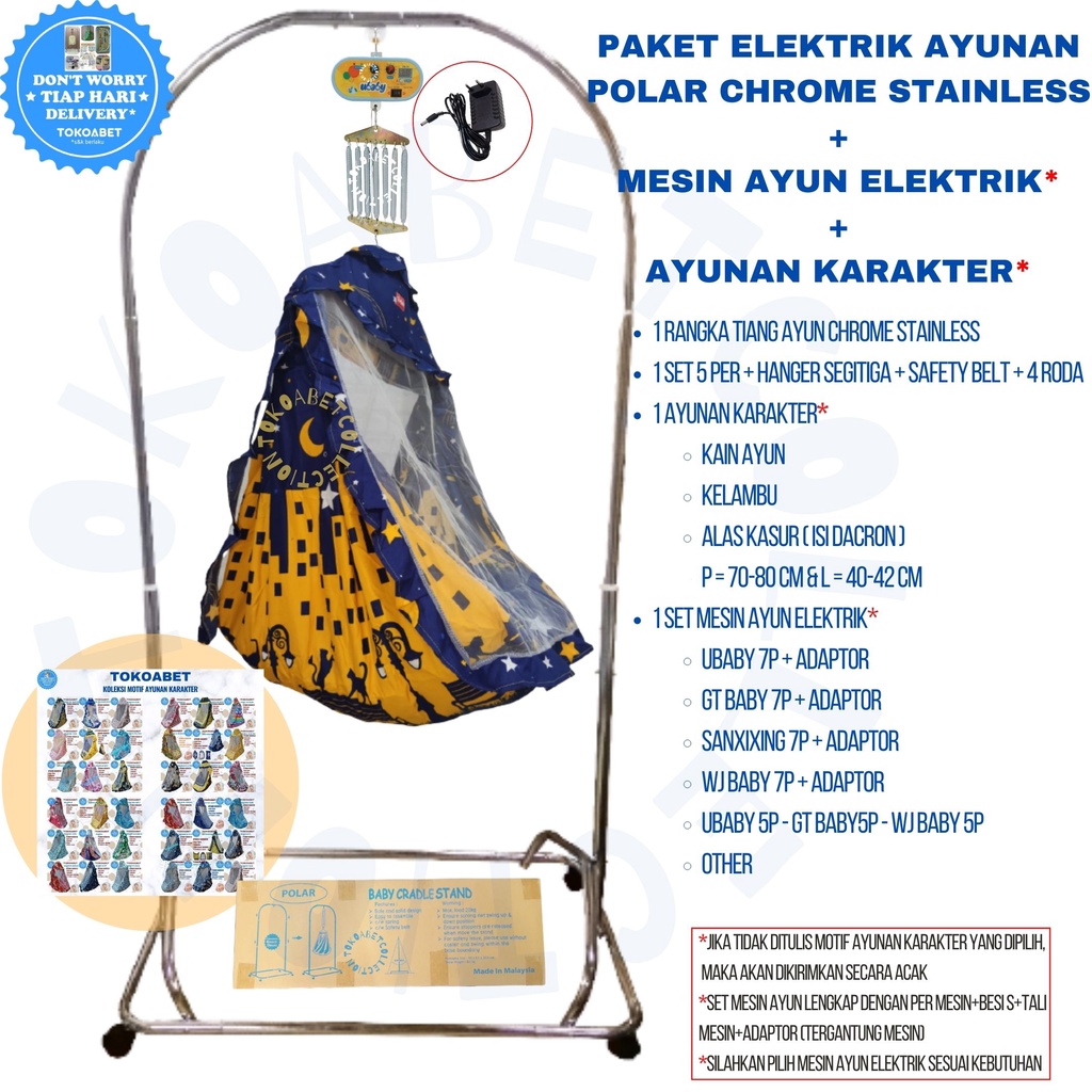 Paket Tiang Ayunan Karakter Elektrik Portable SANXIXING GT BABY WJ BABY Tiang POLAR Chrome Stainless