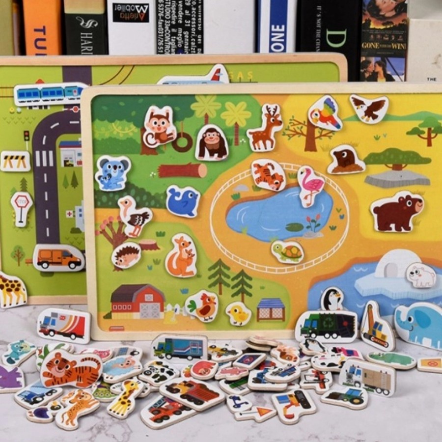 MOMBABY1 Magnetic 3D Puzzle Hewan dan Transportasi / Mainan Papan Magnet Anak