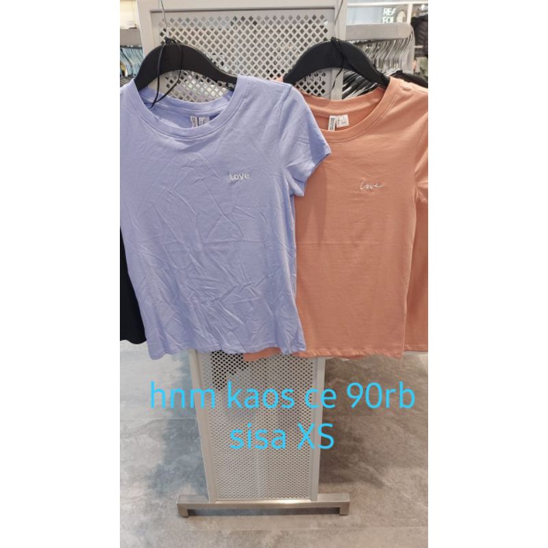 H&M WOMEN NEW!! KAOS LENGAN PENDEK WANITA MOTIF LOVE NEW