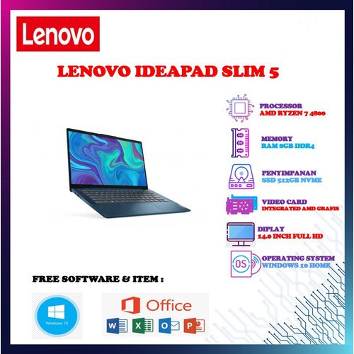 Lenovo Slim 5 Ryzen 7 - 4800 8GB RAM 512 SSD