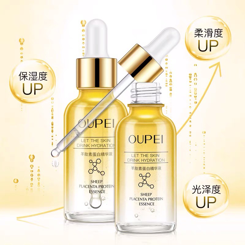 OUPEI SERUM SHEEP PLACENTA PROTEIN ESSENCE 30ML EYE ESSENCE WAJAH GLOWING EMAS HYALURONIC Collagen A