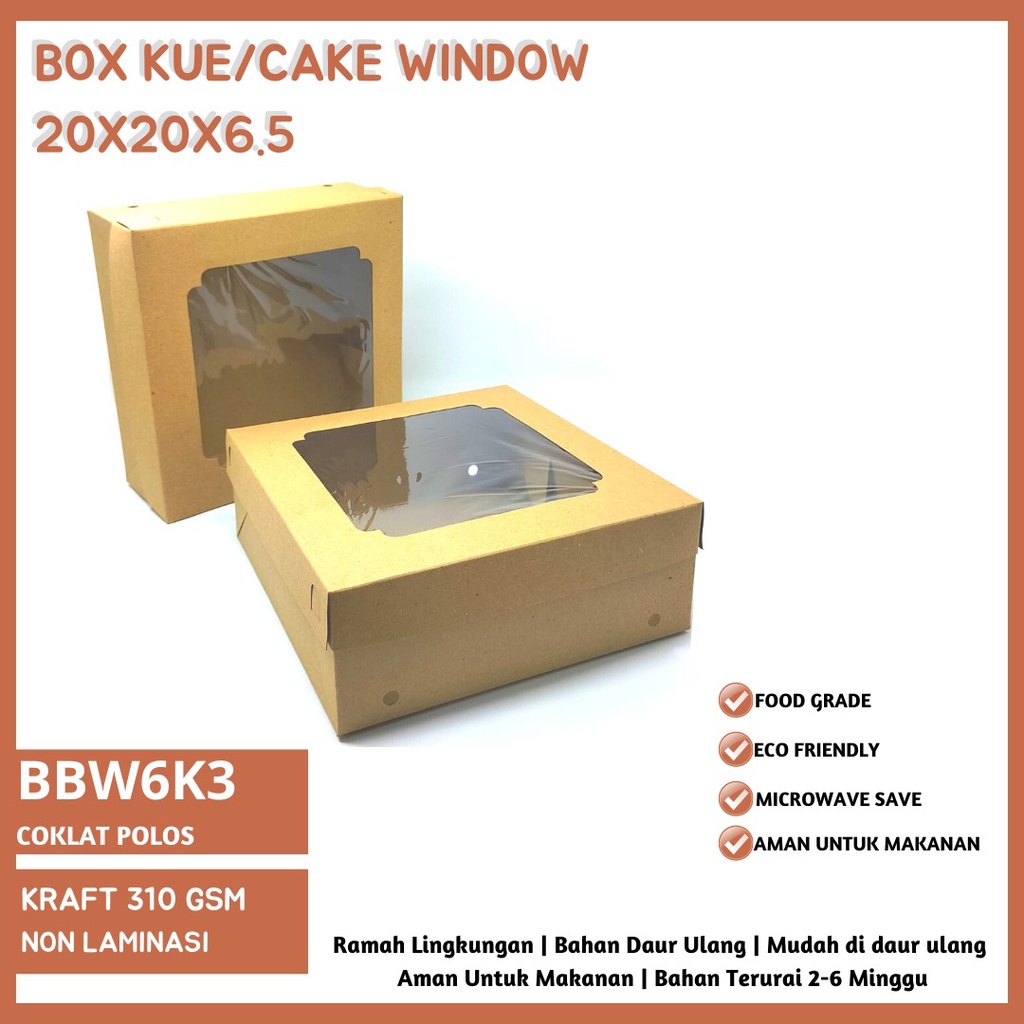 Box Nasi 20x20 Dus Nasi 20X20 Dus Kaca (BBW6K3-20X20X6.5 Cm)