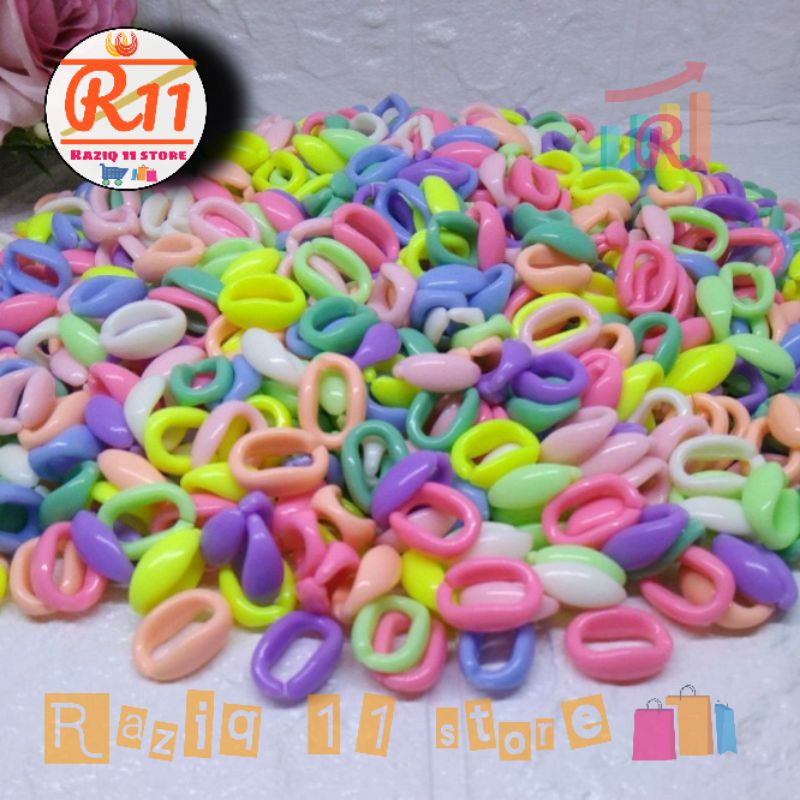 (50 pcs) Mote Manik Rantai Akrilik Bahan Strap Mask Rantai Masker Bentuk Gembul Dan Oval