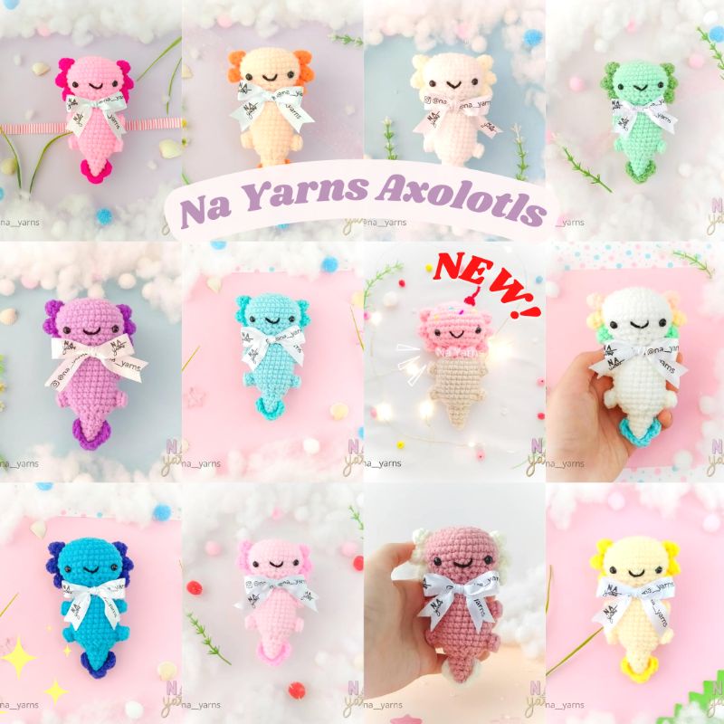 AMIGURUMI AXOLOTL NA YARNS / BONEKA RAJUT AXOLOTL HANDMADE LUCU / AXOLOTL MINI PLUSH / AXOLOTL PLUSH