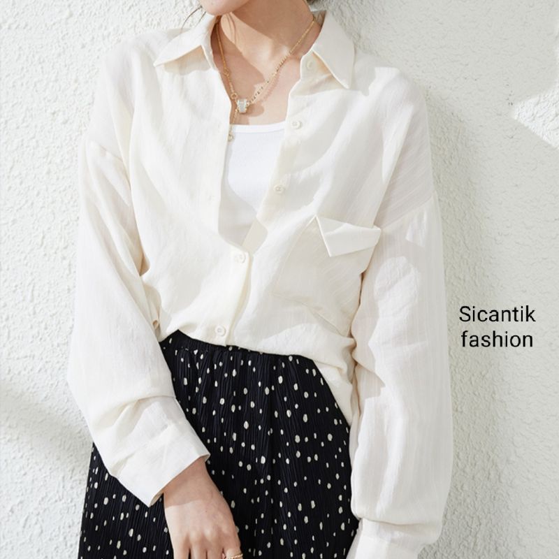 Saku Kemeja Wanita/Blus kemeja linen 2021 Kualitas tinggi Wanita/Atasan wanita kantor Wanita chic lengan panjang-5