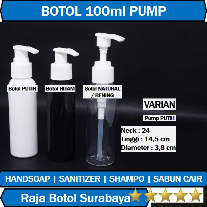 Botol Hand Sanitizer 100ml Pump Botol Pump 100ml Botol Plastik Pump 100ml untuk Kosmetik Sabun Cair 