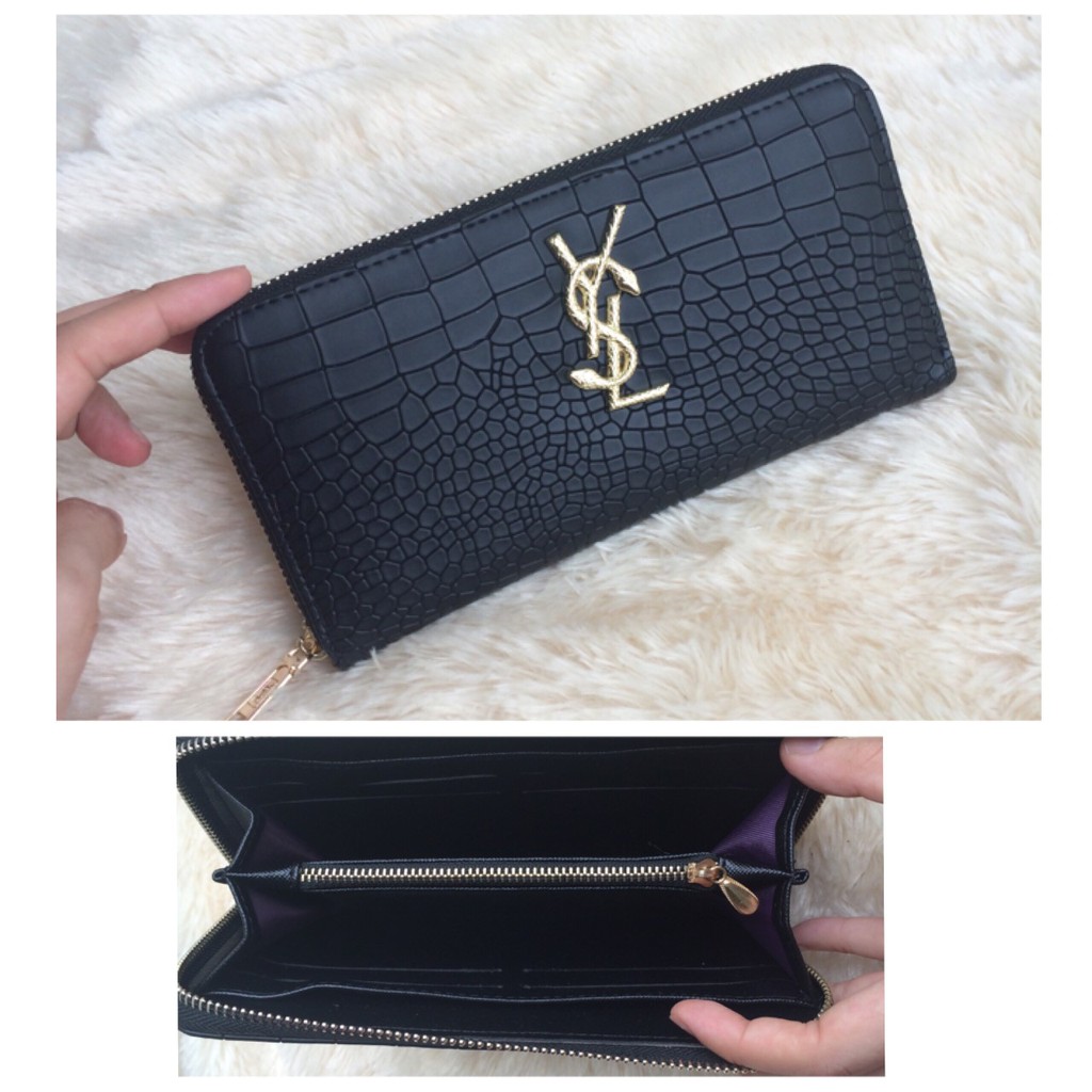 Tas dompet wanita cewek branded hadiah import batam YSL Wallet croco