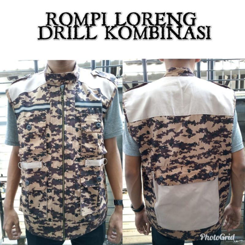 ROMPI PRAMUKA LORENG DRILL KOMBINASI murah