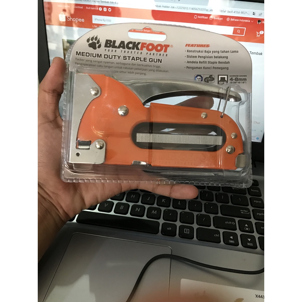 Staples Tembak Jok 4 - 8 mm Staple Gun Tacker Alat Tembak BLACKFOOT