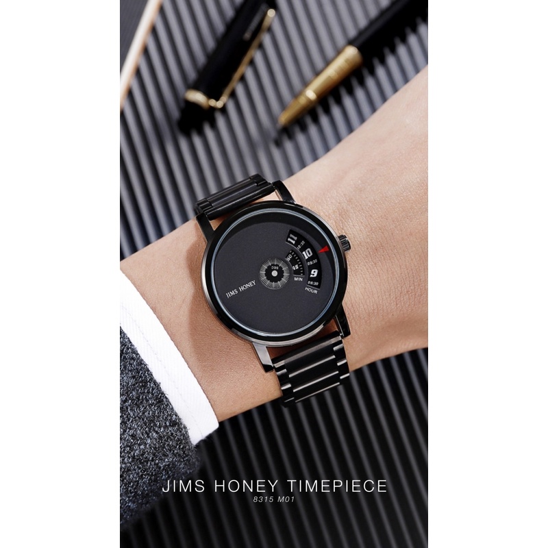 Jims Honey - Jam Tangan Pria Jam Tangan Cowok Rantai Kode 8315 Sporty Minimalis Elegant Original