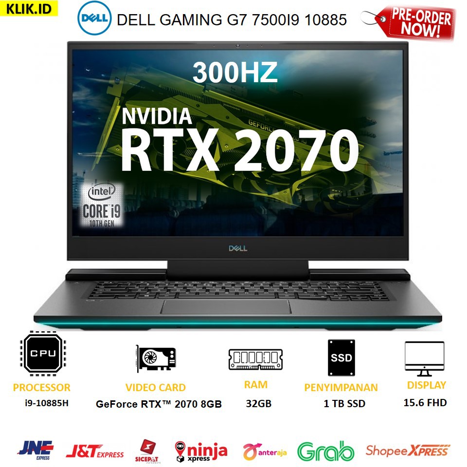 DELL GAMING G7 7500 I9 10885 32GB 1TB SSD RTX2070 8GB W10