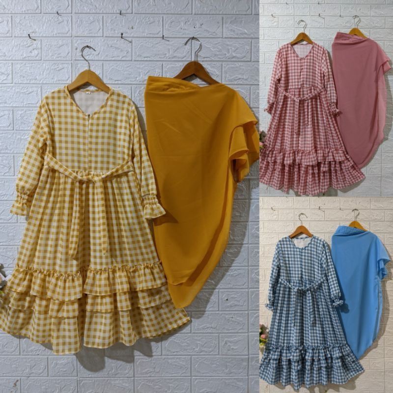 Gamis babydoll  ceruty anak kotak2