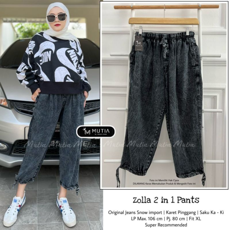 ZOLLA 2IN1 PANTS BY MUTIA (CELANA BAGGY WANITA) Celana baggy jeans rekomended