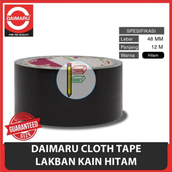 Cloth Tape Daimaru Lakban Kain Hitam 48mm 2 Inch 12Meter per pc