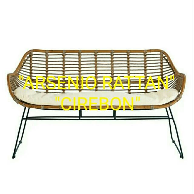  Kursi  Sofa  Love Seat Rotan Alam Rangka  Besi  Shopee Indonesia