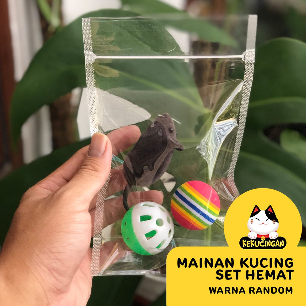 Mainan Kucing Cat Toys 3 in 1 Set Hemat Tikus Bola Bola Kemrincing