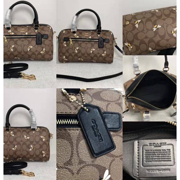 （grab）8591 coach women bag classic logo bee printed Rowan handbag sling bag