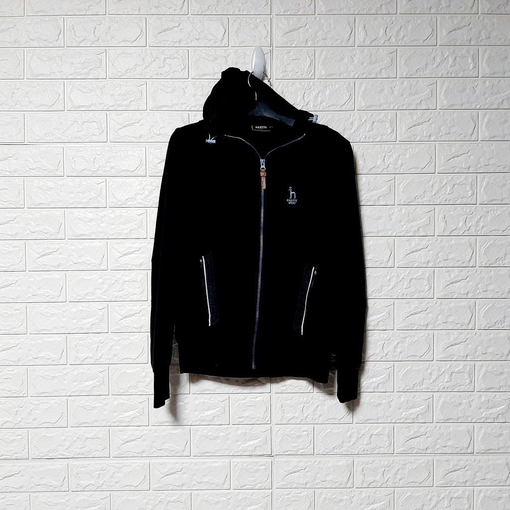 Hoodie Zipper Hazzys Sport Original Black - Size M-L