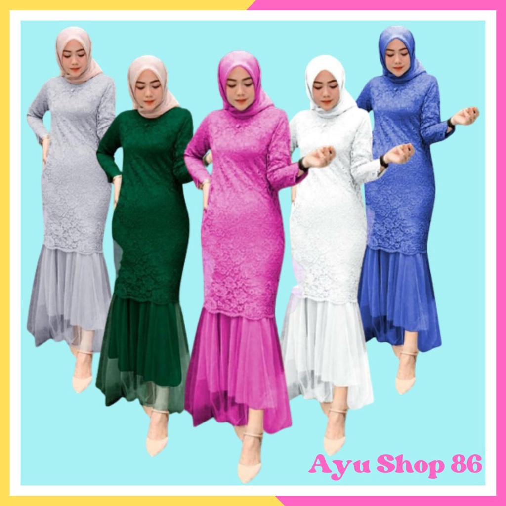 Baju Gamis Brukat Maxi Dress Longdress Jumbo Wanita Muslim Dewasa Pesta Kondangan Lebaran Mewah Eleg