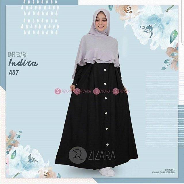 Indira dress zizara - gamis hitam - gamis busui - gamis cantik