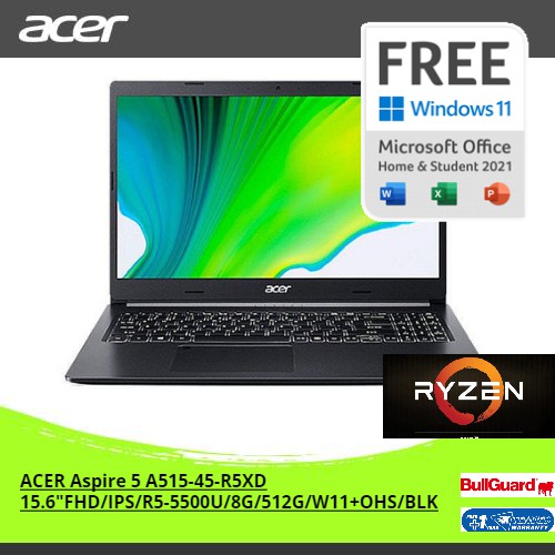 ACER ASPIRE 5 A515-45-R5XD [15.6"FHD/IPS/R5-5500U/8G/512G/W11+OHS/SIL] NX.A7ZSN.007