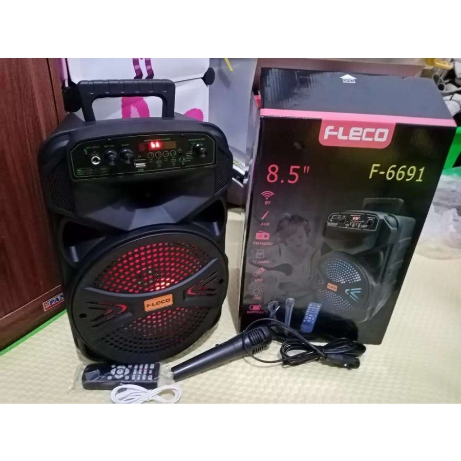 Speaker Bluetooth MP3 Karaoke Fleco F-6690/6691 Big Sound - Black