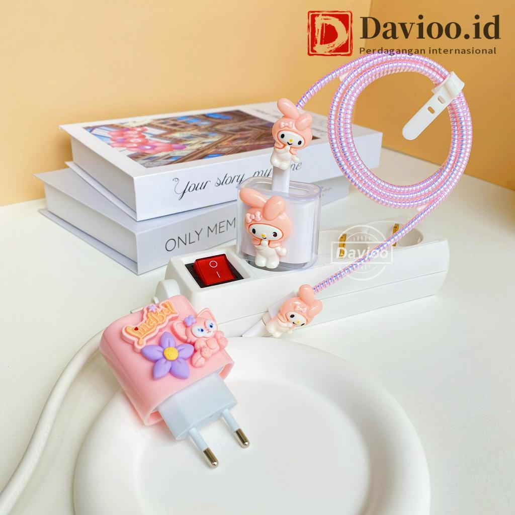 Iphone 18w&amp;20w | Set 5 PCS Paket Cover Pelindung Kabel &amp; Kepala Charger Untuk Charger Iphone 18w &amp; 20w