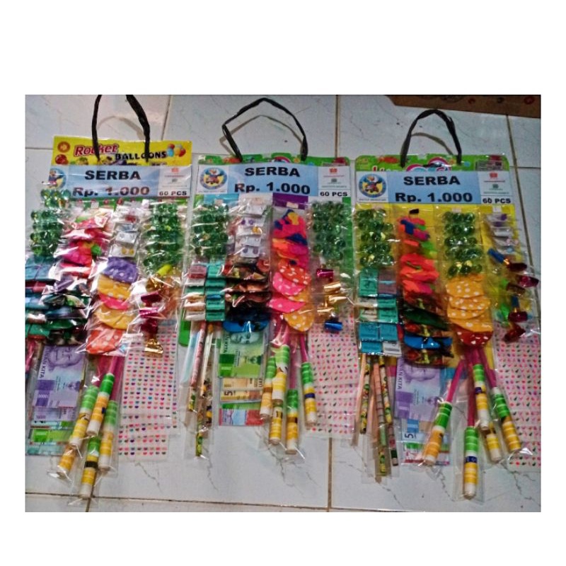 ISI 60 PCS MAINAN SERBA 1000 (KUALITAS PREMIUM) / MAINAN RENCENGAN / GERAI 1000 AN